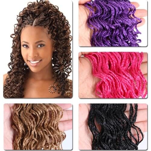 Natifah Synthetic Hair Extensions Crochet Box Braids Curly Hair 50g 28 Inch Pure Color 24 Strand Synthetic Low Temperature Fiber
