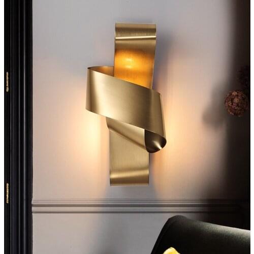 Nordic bedroom bedside Chinese style living room clothing coffee lamp hotel aisle modern light luxury brass wall lamp WF1015