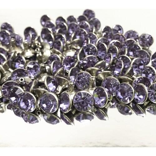 New 8MM 50 Sets CZ++ Light Violet Crystal Rivets Silver Plated Spots Studs Double Cap for DIY Leather-Craft Making
