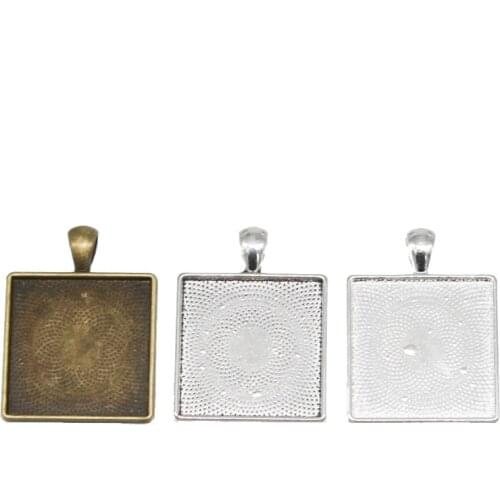 DAWNJOE 10pcs 30x30mm Vintage Square Frame Base Ring Base to DIY Make pendant Jewelry Accessories Cabochon Base Jewelry Finding