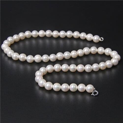 Natural Freshwater White Pearls Necklaces Round Beads Choker Wedding Jewelry For Women Elegant Charm Fashion Collier Bridal