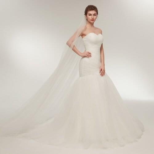 Romantic Tulle Mermaid Wedding Dresses Sweetheart Neckline Ruffled Fitail Bridal Dress Court Train Beach Wedding Gown 2018 New