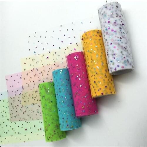 15cm 10 yards Sequins Heart Tulle Rolls Wedding Decoration Mariage Fabric Glitter Tulle Roll DIY Craft Birthday Party Supplies