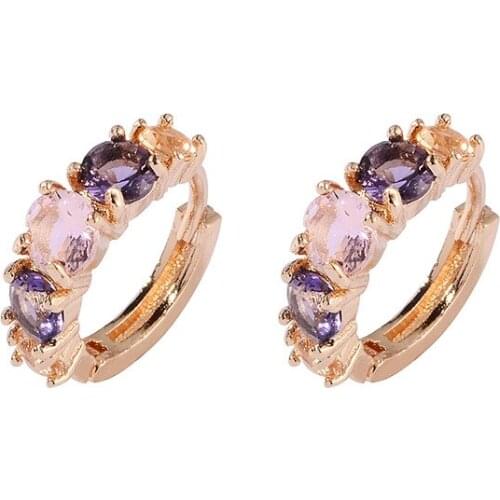 Crystal Earrings Gold Color Small Round Circle Rhinestones Hoop Earrings Women Jewelry Ear Jewelry Pendientes