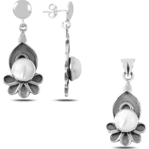 Silverlina Silver Pearlescent Stone Handwork Set