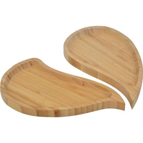 Heart Shaped 2 Section Snack Plate Bamboo Amor