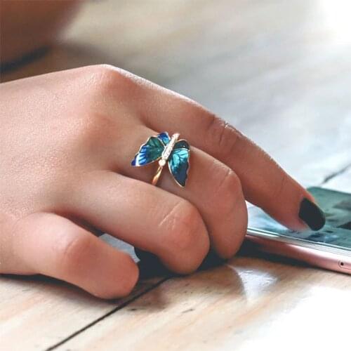 Unique creative butterfly gold ring Fashion classic banquet versatile female ring jewelry