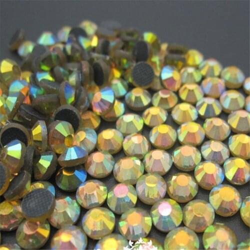 Bling Citrine Yellow AB Color DMC Crystal Rhinestones DIY Loose Glue HotFix Crystal Rhinestone Garment Decoration Hand Craft