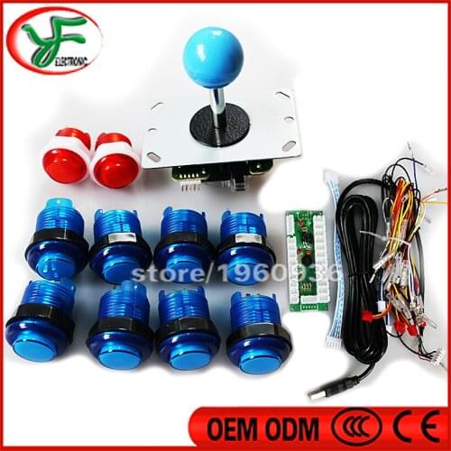 Free shipping Arcade game parts USB Controller Handle to PC + copy Sanwa joystick + LED Push Buttons DIY Arcade game Kit MAME