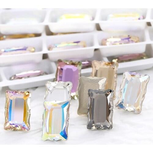 Mirror Series Rectangle Rhinestones 5x8mm Flatback Nail Stones Korean Style Glue On Nails Glass Strass Crystals DIY Accessories