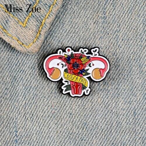 Feminism Enamel Pin Custom Flowers Uterus Womb Brooches for Shirt Lapel Backpack Banner Badge Feminist Jewelry Gift for Friends