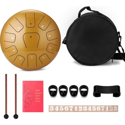 12 inch 11-Tone Steel Tongue Drum Hand Pan Drums with Drumsticks Percussion Drum Musical Instruments