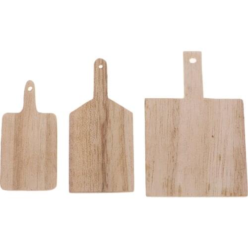 1/12 Dollhouse Miniature Wooden Serving Tray Salver Kitchen Life Scenes Accessories 3pcs