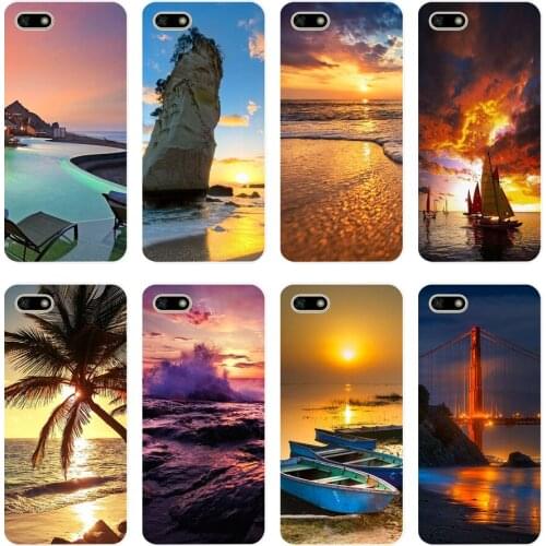 45H Marine sunset Scenery Soft Silicone Tpu Cover Case for huawei Honor 7a pro 7x play case