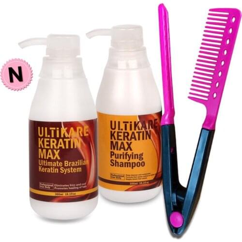 5% 300ml Formalin Brazilian Keratin Treatment+300ml Purifying Shampoo Straighten Normal Cruly Hair+Free Red Comb Free Shipping