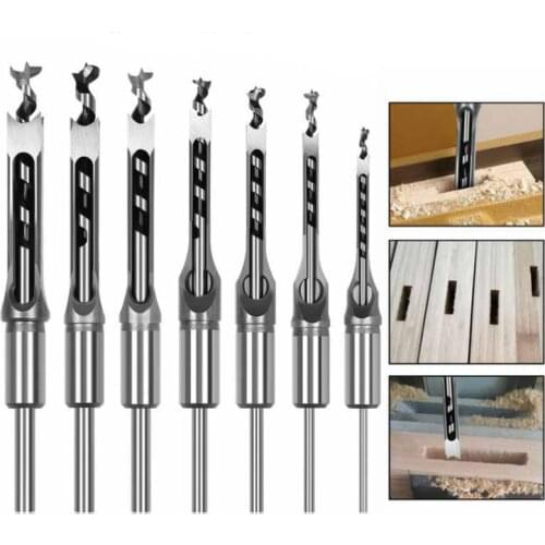 6/7Pcs Woodworking Square Drill Bits Drill Core Set Auger Mortising Chisel Square Hole Saw For Woodworking Drilling Tools
