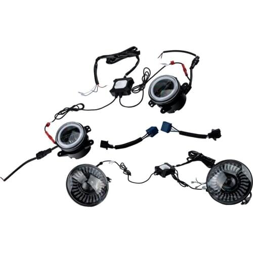 7" RGB LED Headlights for Jeep Wrangler JK for Demon Chasing DRL Combo Kit 4" Fog Lights 2007 2008 2009 2010 2011 2012 2013-2018