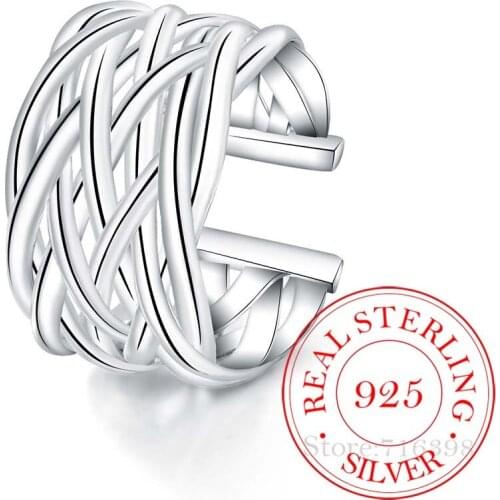 925 Sterling Silver Rings for Women Men Female Double Cross Cz Crystal Infinity Ring Bague Argent 925 Anillos Mujer/jljfa