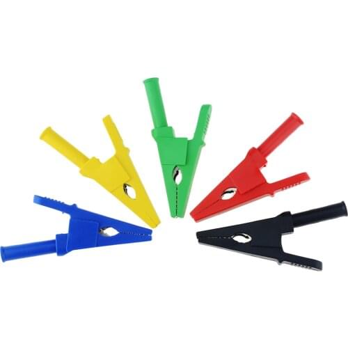 5PCS Plastic Opening 20MM Round Handle Crocodile Test Adapter Clip Probe Pen Test Alligator 4mm Banana Plug Insulated Cable