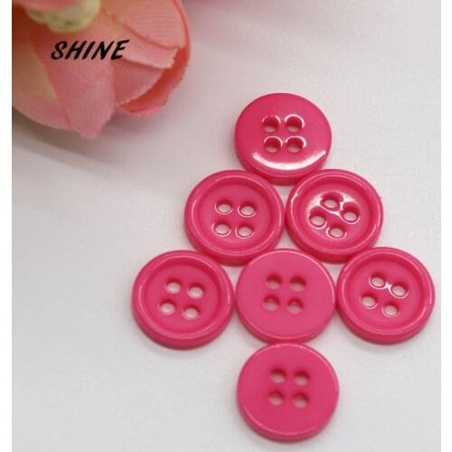 SHINE Resin Sewing Buttons Scrapbooking Round Rose Red Four Holes 10mm Dia. 100PCs Costura Botones decorate bottoni botoes