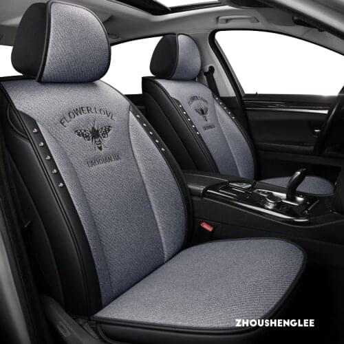 ZHOUSHENGLEE flax car seat covers For mitsubishi pajero sport lancer asx 2011 outlander l200 colt XL car protector seat cover