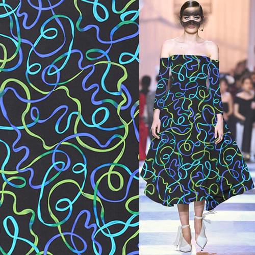 Fashion curve style on black pure silk doupion silk fabric stiff handfeel,SDP052