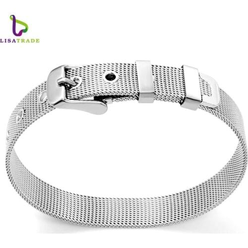 Diylocket 10pcs 10mm Stainless Steel Wristband Bracelet Fit 10mm Slide Charms Slide Letters DIY Jewelry Accessories LSBR02*10