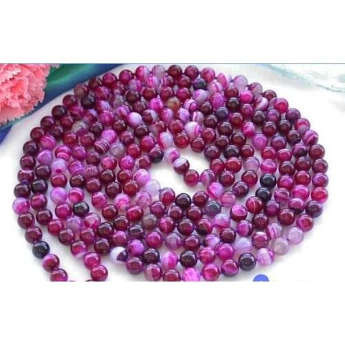 LONG 100" 8mm ANTIQUE ART DECO GENUINE RARE PINK CHALCEDONY BEADS NECKLACE