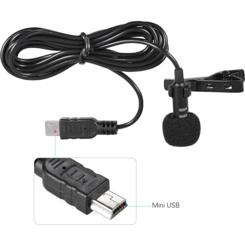 EY-510B Mini USB Microphone 150cm Professional Omni-Directional Stereo Mic Microphone with Collar Clip for Gopro Hero 3 3+ 4