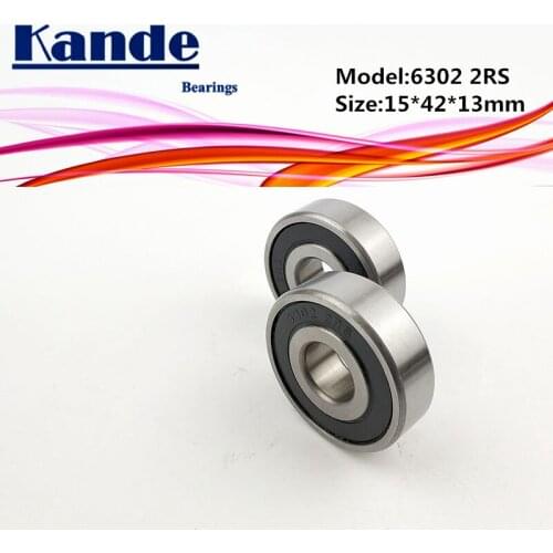 Kande 6302RS 2PCS ABEC-5 6302 2RS Single Row Deep Groove Ball Bearing 15x42x13 mm High Quality 6302RZ