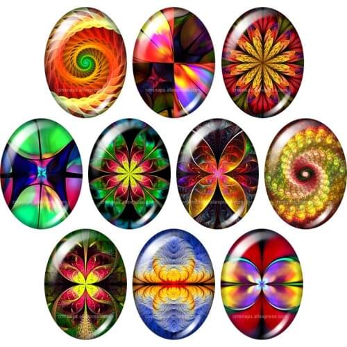 Beauty Patterns Colorful Rotated 13x18mm/18x25mm/30x40mm mixed Oval photo glass cabochon demo flat back Jewelry findings TB0087