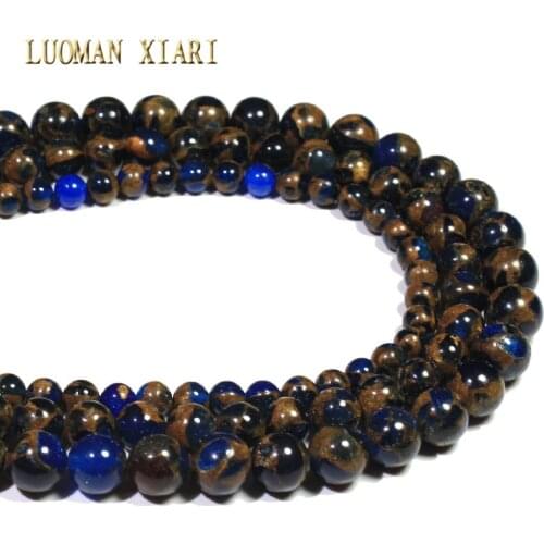 Wholesale Deep Blue Nepal Stone Round Natural Stone Beads For Jewelry Making DIY Bracelet Necklace Material 6/8/10mm Strand 15