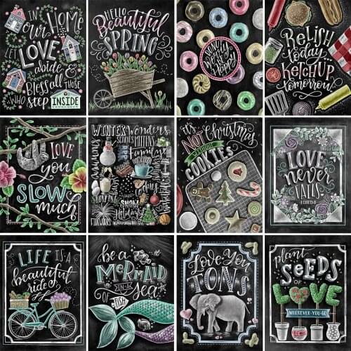 Square 5D DIY Diamond Painting Letters Landscape Flower Animal Rhinestone Embroidery Painting Cross Stitch Mosaic Decoration Gif