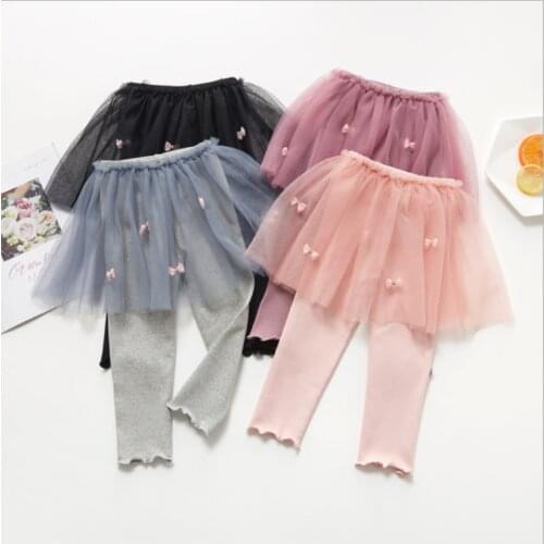 Girls' leggings childrens trousers baby pants cotton lace childrens clothing3-9years old