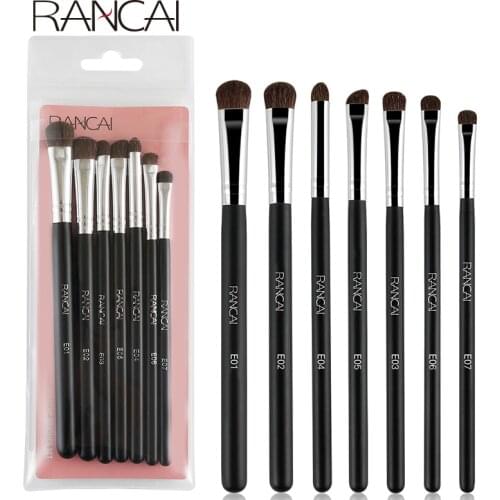 RANCAI 7pcs EyeShadow Brushes Set Natural Horse Pony Hair Cosmetics Blending Smudge Shader Makeup Brushes Beauty Cosmetics Kit