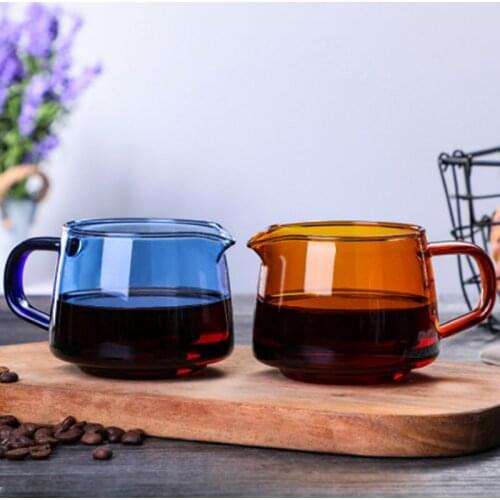 Factory wholesale heat-resistant glass coffee pot color glass coffee sharing pot home hand made coffee glass sharing pot
