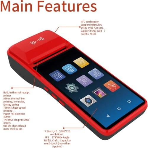 POS PDA terminal handheld machine thermal printer receipt bill Touch Screen Wireless wifi bluetooth Android 58mm Printer PDA