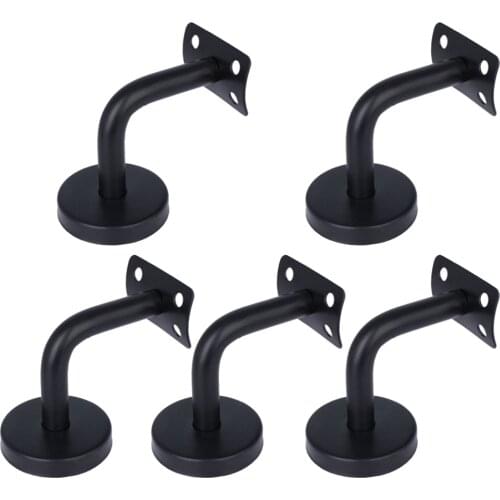 5Pcs Professional Stainless Steel Handrail Wall Mounted Brackets Supports(Black)
