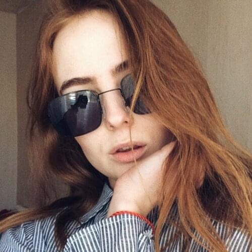 Metal Square Frame Women Men Sunglasses Red Yellow Blue Lens UV400 Eye Protection Girl Sexy Ladies Fashion Outdoor Eyewear