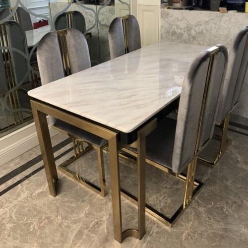 Light luxury post-modern marble dining table and chair combination simpl gold ination modern simple dining ta