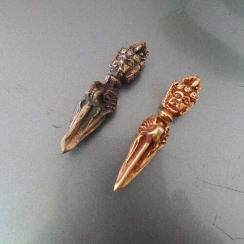 TBP242 Tibetan Dorje mini Puba Amulet for Man Golden and Bronze