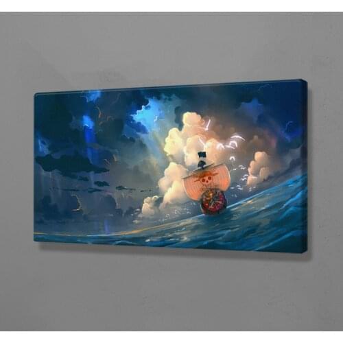 One Piece Thousand Ship Anime Poster Framed Wooden Frame Canvas Wall Art Decoration Prints Dorm Home Bedroom Decor Painting