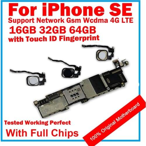 Factory Unlocked For Iphone SE Motherboard With Touch ID/Without Touch ID 100% Original For iphone SE Mainboard 4G LTE LBS MB