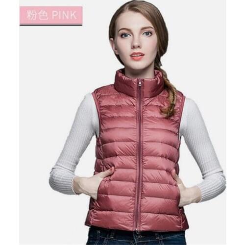 IANLAN Winter Womens Solid Down Vests Casual 90% White Duck Down Short Waistcoats Fashion Ladies Gilets with Pockets IL00434