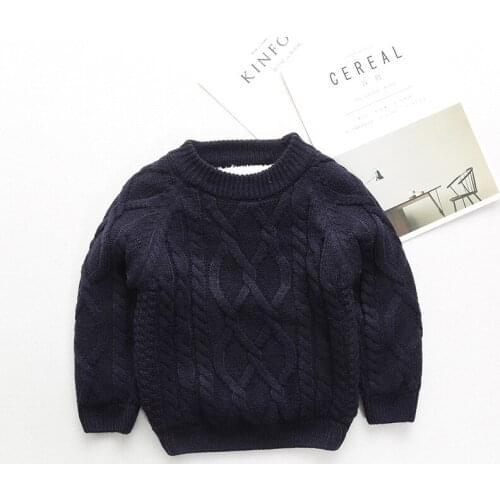 Winter Children Clothes Baby Boys Cotton Warm Pullovers Plush Inside Kids Sweaters for Girls Knitted Tops Outerwear 1-13Y