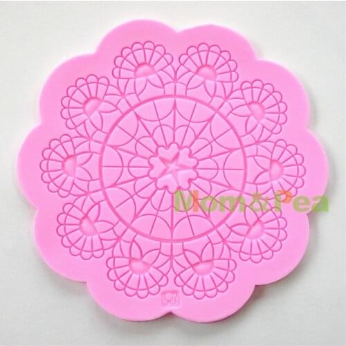 Mom&Pea 0582 Free Shipping Silicone Round Lace Mold Cake Decoration Fondant Cake 3D Mold Food Grade Silicone Mould