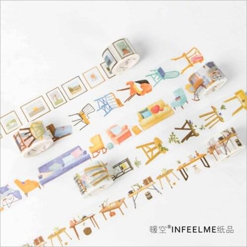 10 Patterns Happy Life Ideal home furniture Washi Tape Adhesive Tape DIY Decoration Planner Scrapbook Sticker Label Masking Tape