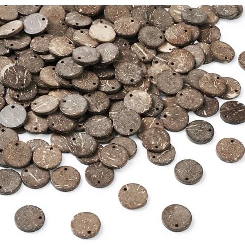 200pcs 15mm 20mm Wood Flat Round Coconut Pendants Charms for Jewelwry Making DIY Bracelet Necklace Findings Home Decoration