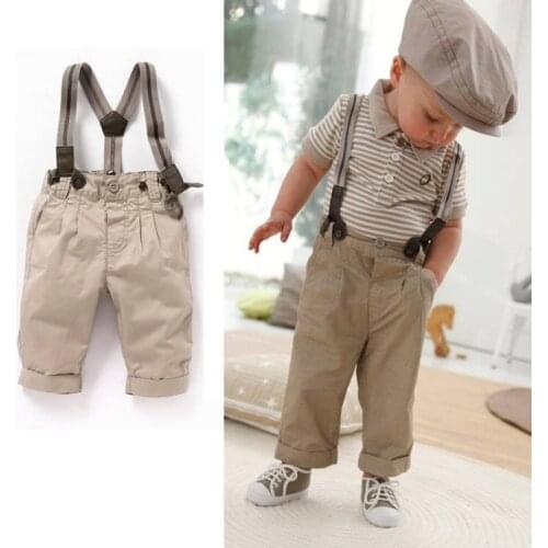 2019 Summer Baby Boy Clothes Set Casual Kids Boys Suits Cotton Babe Striped T-Shirt+Bibs Trousers Childrens Clothing Sets