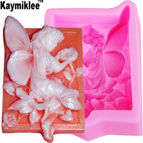 M154 3D Flower Fairy Candle Moulds Soap Mold Kitchen-Baking Resin Silicone Form Home Decoration 3D DIY Clay Craft Wax-Making